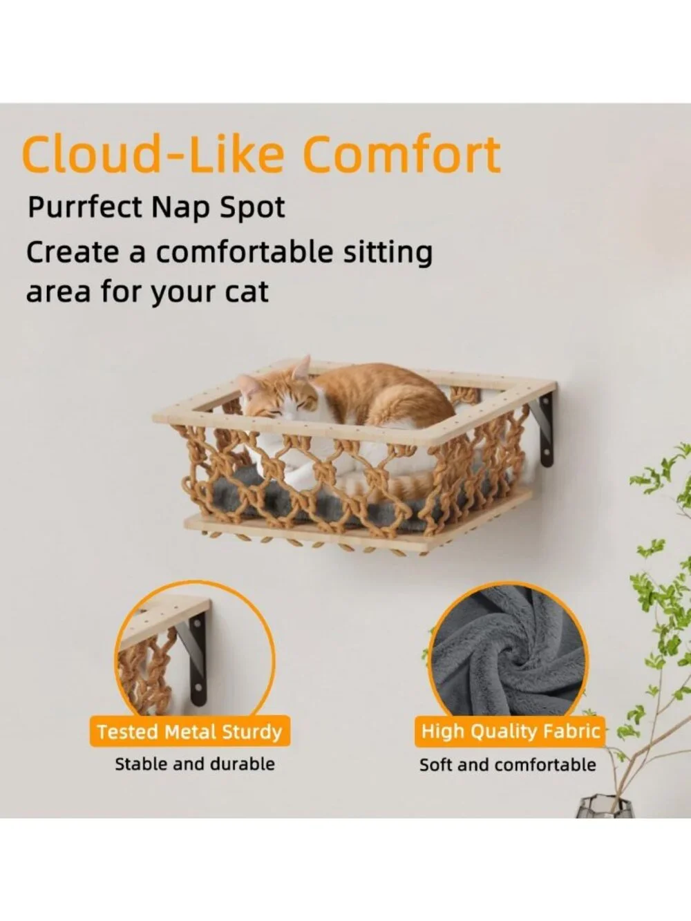 5-in-1 Cat Wall Shelves Set with Hammock, Condo, Bridge & Steps - Indoor Cat